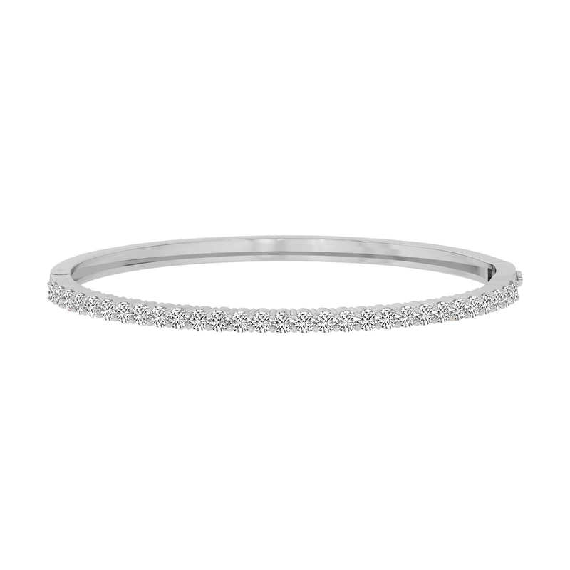 14ct White Gold Round Embrace Lab Diamond Openable Bangle Bracelet (5 Ct. Tw.) front image