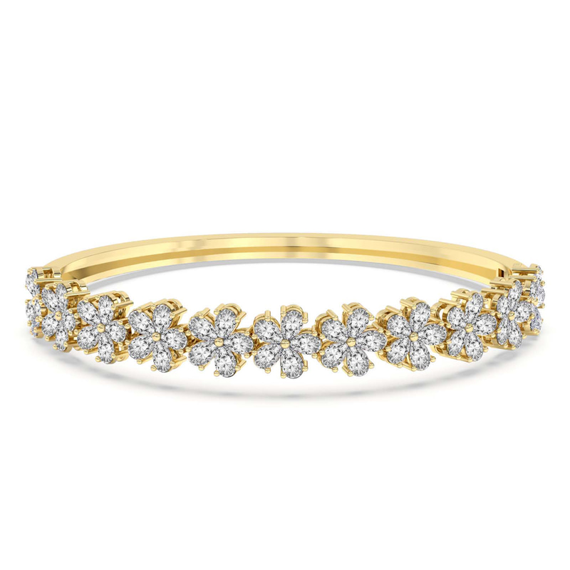 14ct Yellow Gold Pear Petal Lab Diamond Openable Bangle Bracelet (1 Ct. Tw.) front image