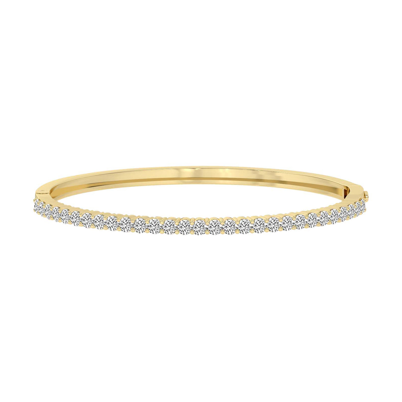 14ct Yellow Gold Round Embrace Lab Diamond Openable Bangle Bracelet (4 Ct. Tw.) front image