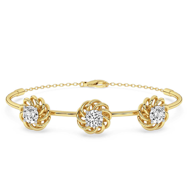 14ct Yellow Gold Spiral Eleve Round Lab Diamond openable bracelet (1 Ct. Tw.) front image