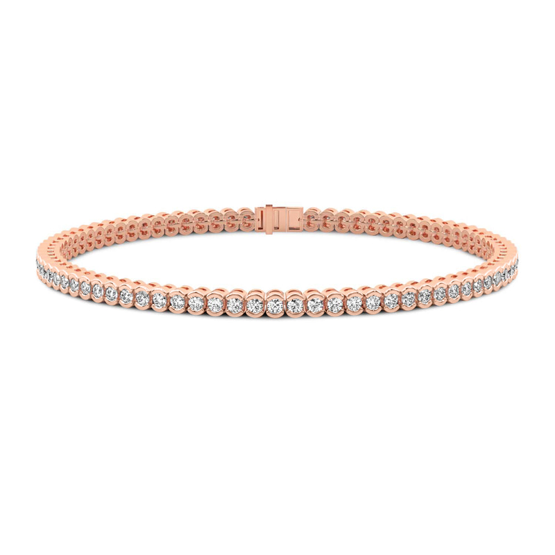 9ct Rose Gold Nemy Half Bezel Round Lab Diamond Tennis Bracelet (2 Ct. Tw.) front image