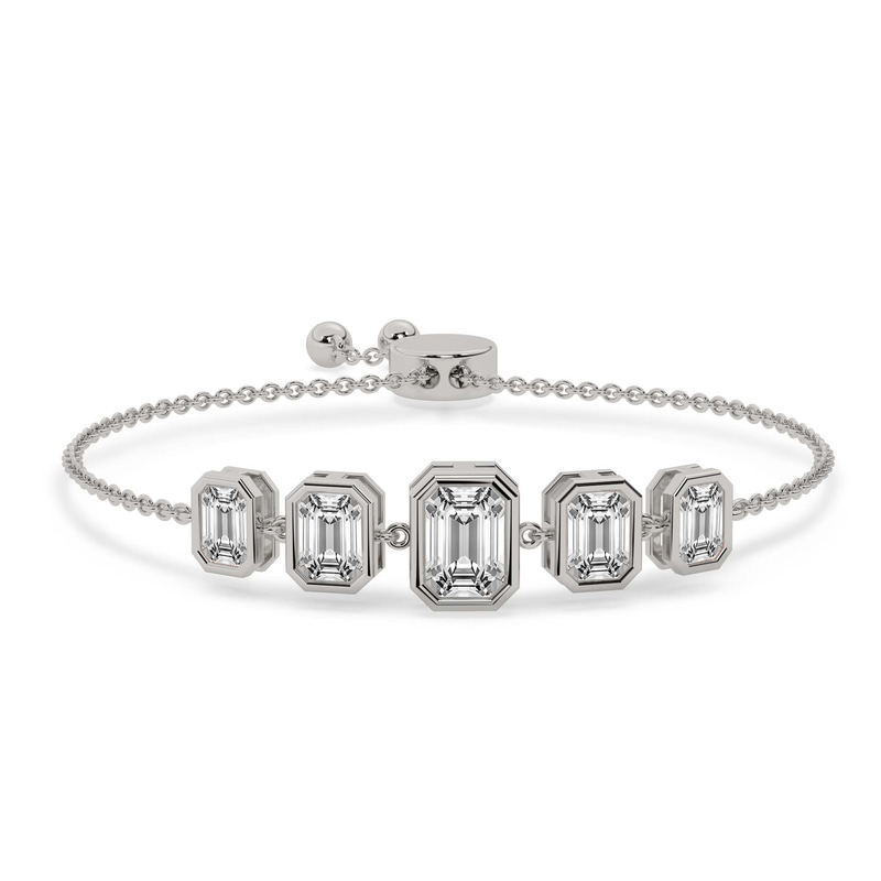 14kt White Gold Daisy Five Stone Emerald Fashion Bracelet (2 Ct. Tw.) front image