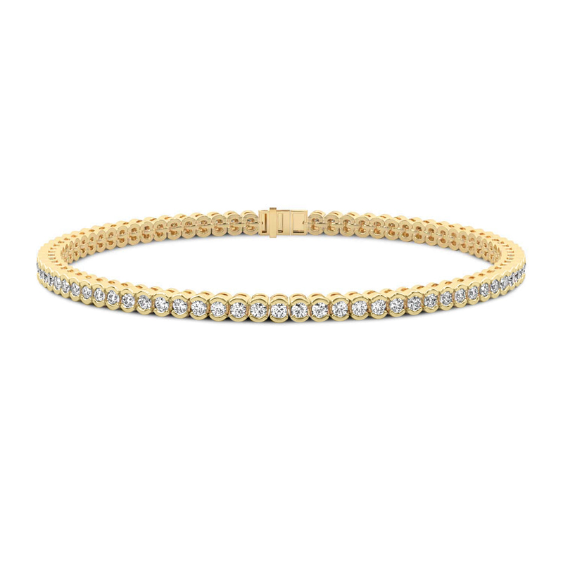 14kt Yellow Gold Nemy Half Bezel Round Lab Diamond Tennis Bracelet (2 Ct. Tw.) front image