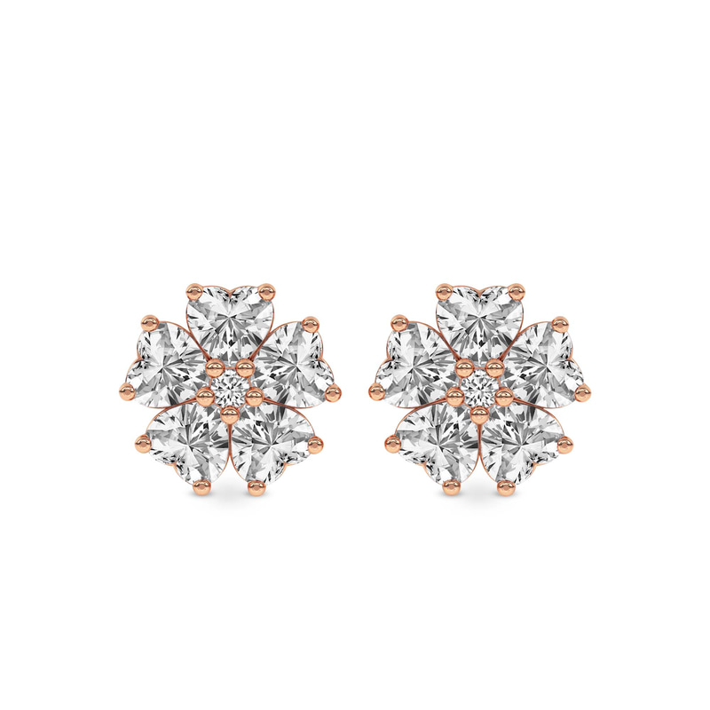 10kt Rose Gold Thalia Bloom Fashion Flower Lab Diamond Stud Earrings (6 Ct. Tw.) front image