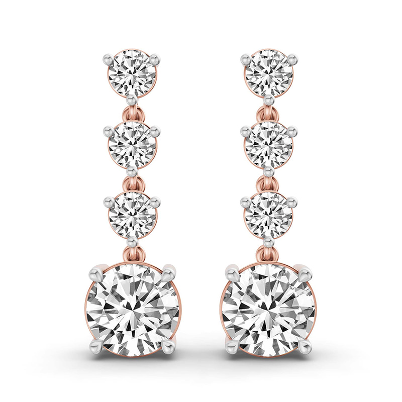 9ct Rose Gold Round Fashion Lab Diamond Dangle Earrings (1 Ct. Tw.) front image