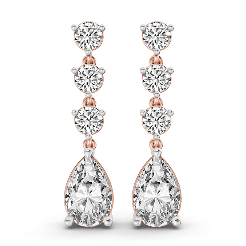 9ct Rose Gold Pear and Round Fashion Lab Diamond Dangle Earrings (1 Ct. Tw.) front image