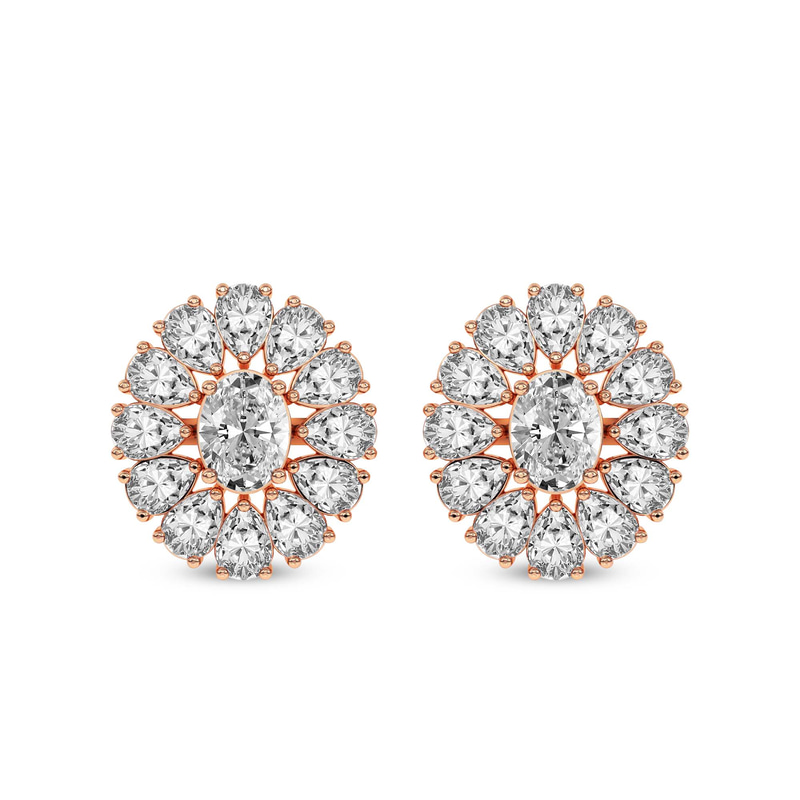 14kt Rose Gold Dahlia Flower Fashion Lab Diamond Stud Earrings (2 Ct. Tw.) front image