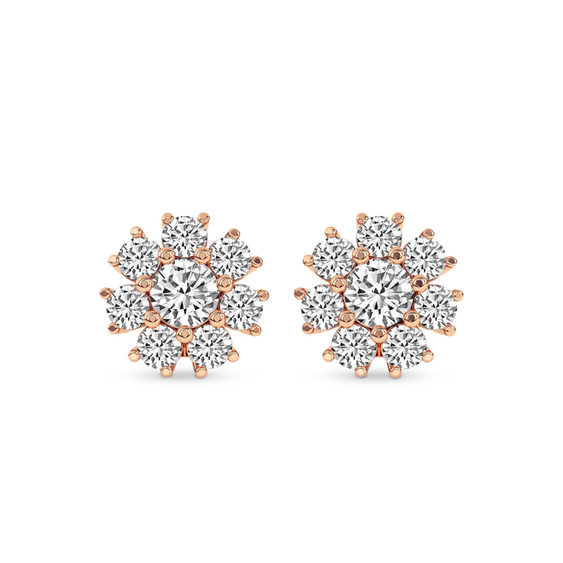 14kt Rose Gold Magnolia Flower Fashion Lab Diamond Stud Earrings (1 Ct. Tw.) front image