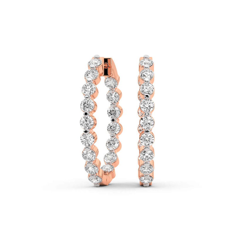 9ct Rose Gold Rylee Round Lab Diamond Hoop Earrings (1 Ct. Tw.) front image