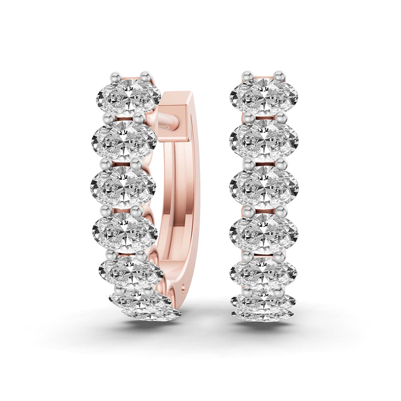 9ct Rose Gold Altair Oval Lab Diamond Huggie Earrings (1 1/4 Ct. Tw.) front image