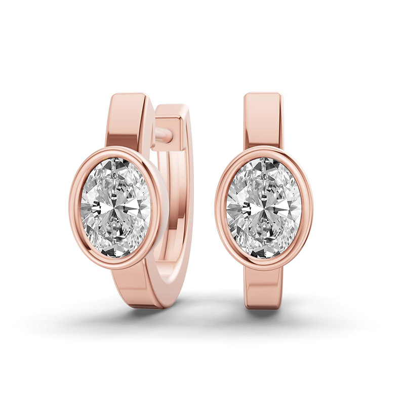 9ct Rose Gold North Single Oval Lab Diamond Huggie Earrings (1 Ct. Tw.) front image
