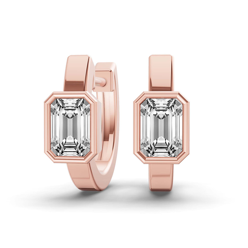 14ct Rose Gold Auri Single Emerald Lab Diamond Earrings (1 Ct. Tw.) front image