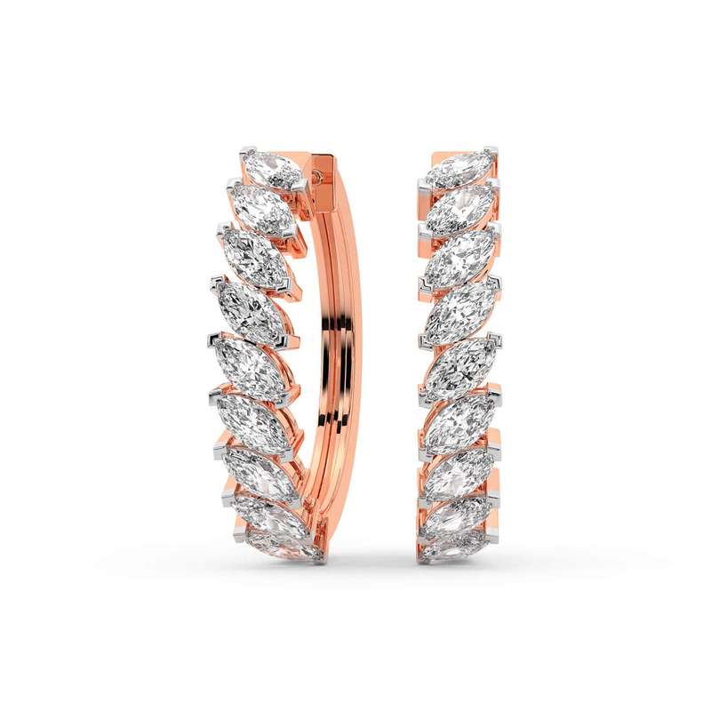9ct Rose Gold April Marquise Lab Diamond Hoop Earrings (3 Ct. Tw.) front image