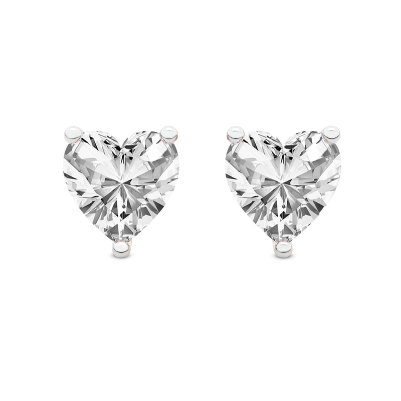 9ct Rose Gold Three Prong Heart Lab Diamond Stud Earrings (2 Ct. Tw.) front image