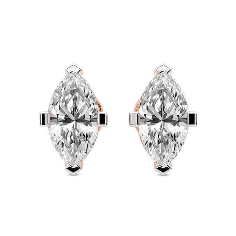 14kt Rose Gold Four Prong Marquise Lab Diamond Stud Earrings (4 Ct. Tw.) front image