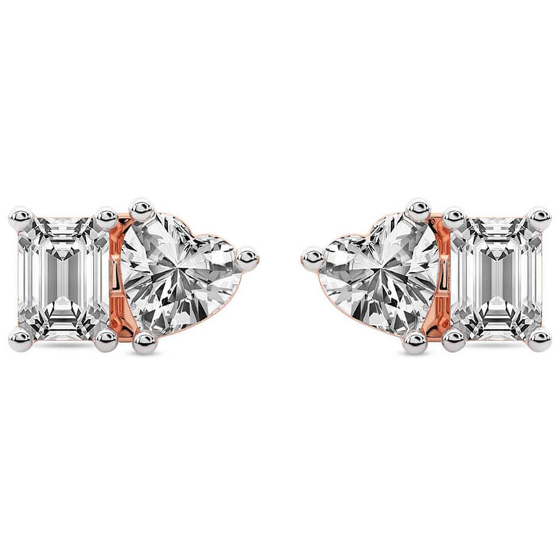 14kt Rose Gold Divine Double Flame Lab Diamond Stud Earrings (1 Ct. Tw.) front image