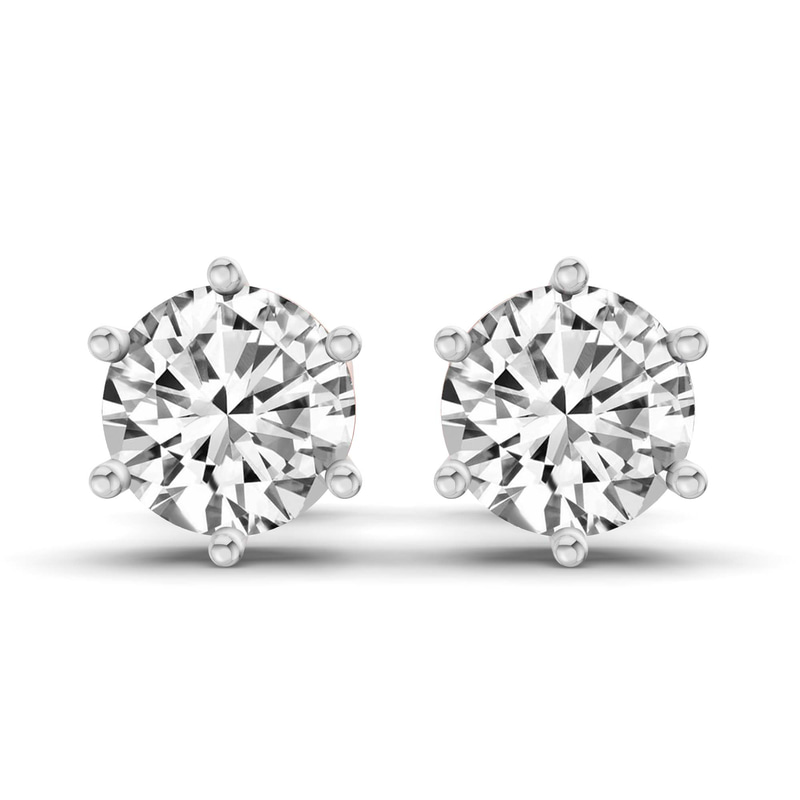 14kt Rose Gold Six Prong Round Lab Diamond Stud Earrings (1 Ct. Tw.) front image