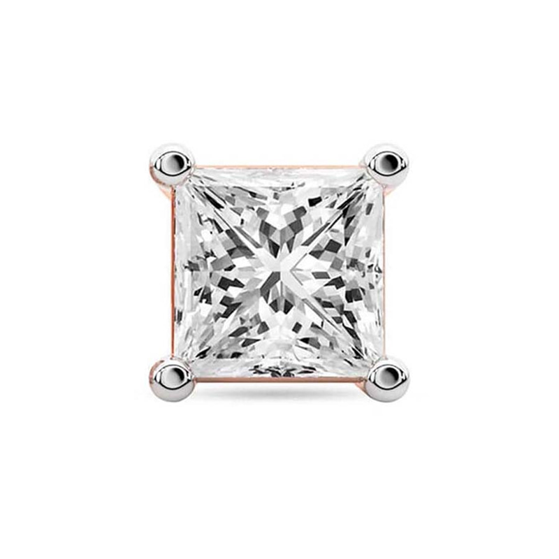 10kt Rose Gold Four Prong Princess Lab Diamond Single Stud Earring (1 Ct. Tw.) front image