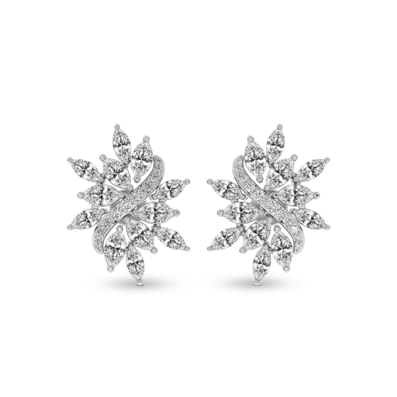 14kt White Gold Wisteria Flower Fashion Lab Diamond Stud Earrings (2 Ct. Tw.) front image