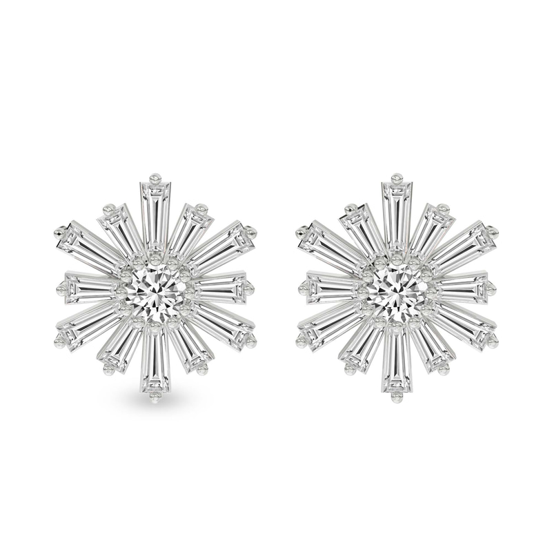 Platinum Sunflower Fashion Lab Diamond Stud Earrings (2 Ct. Tw.) front image