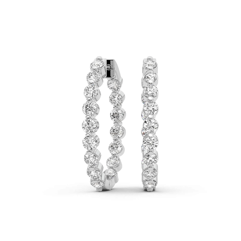 9ct White Gold Rylee Round Lab Diamond Hoop Earrings (5 Ct. Tw.) front image