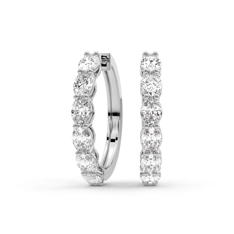 10kt White Gold Saylor Oval Lab Diamond Hoop Earrings (2 Ct. Tw.) front image