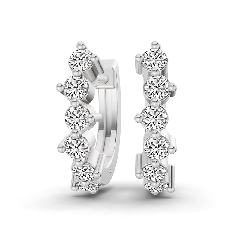 9ct White Gold Solene Round Lab Diamond Huggie Earrings (3/4 Ct. Tw.) front image