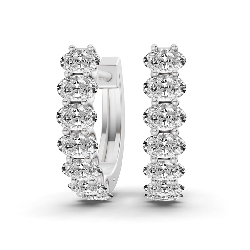 14ct White Gold Altair Oval Lab Diamond Huggie Earrings (1 1/4 Ct. Tw.) front image