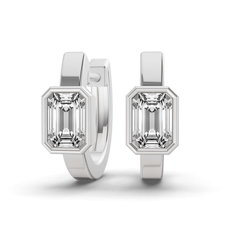 14ct White Gold Auri Single Emerald Lab Diamond Earrings (1 Ct. Tw.) front image