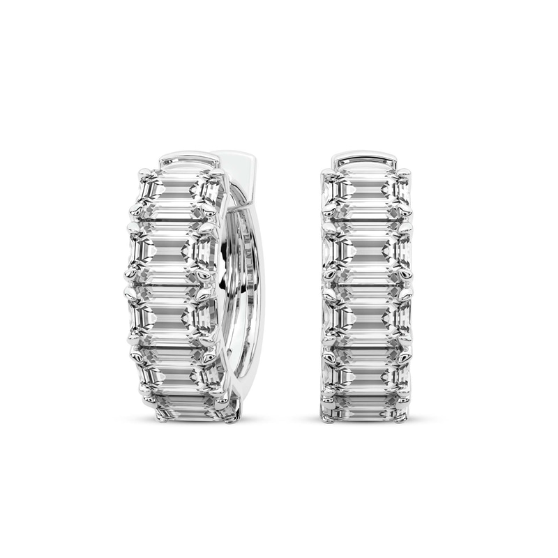 9ct White Gold Darya Emerald Lab Diamond Hoop Earrings (1 Ct. Tw.) front image