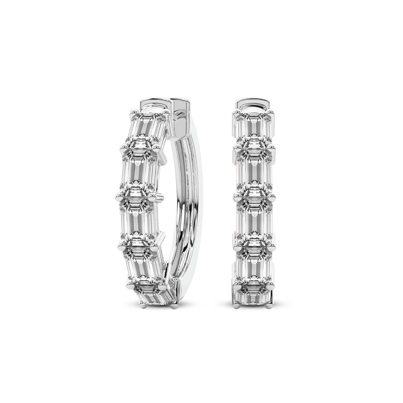14kt White Gold Calantha Emerald Lab Diamond Hoop Earrings (5 Ct. Tw.) front image