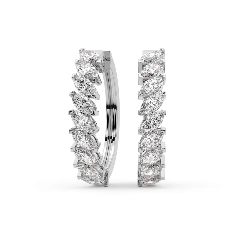 Platinum April Marquise Lab Diamond Hoop Earrings (1 Ct. Tw.) front image
