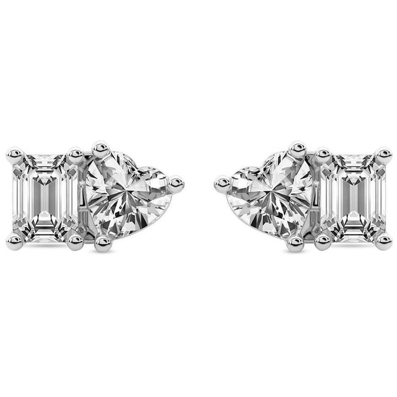 10kt White Gold Divine Double Flame Lab Diamond Stud Earrings (1 Ct. Tw.) front image