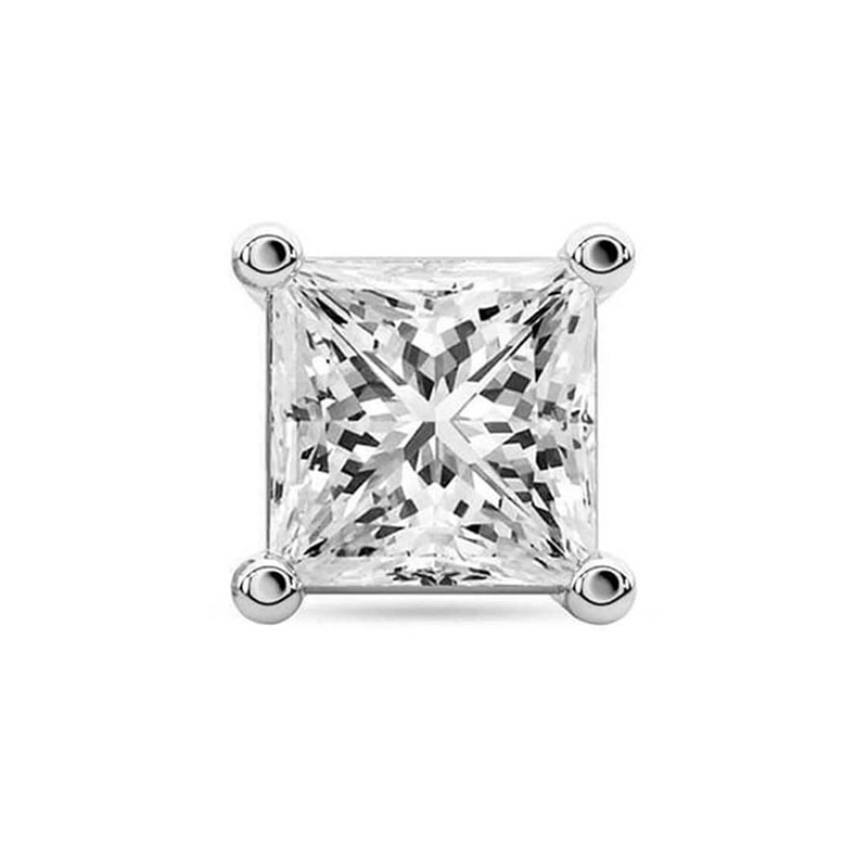 10kt White Gold Four Prong Princess Lab Diamond Single Stud Earring (1 Ct. Tw.) front image