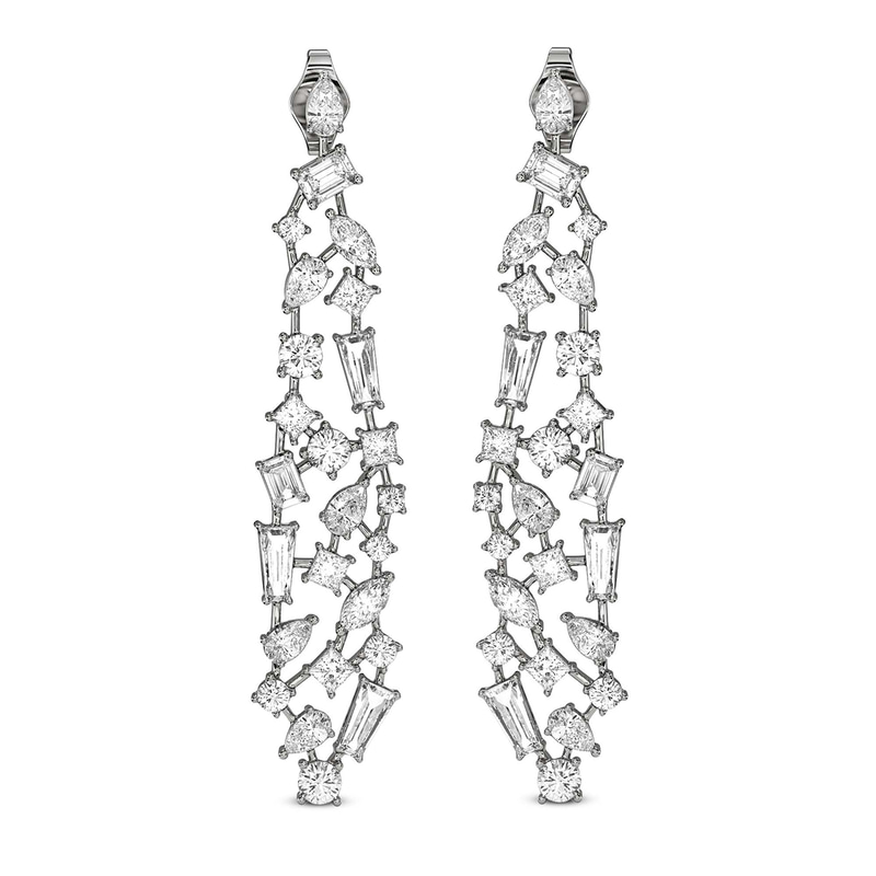 10kt White Gold Waterfall Dangling Earrings (12 Ct. Tw.) front image