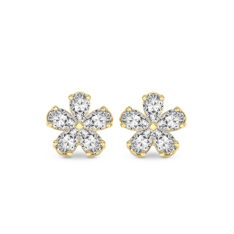 14kt Yellow Gold Daisy Flower Fashion Lab Diamond Stud Earrings (1 Ct. Tw.) front image