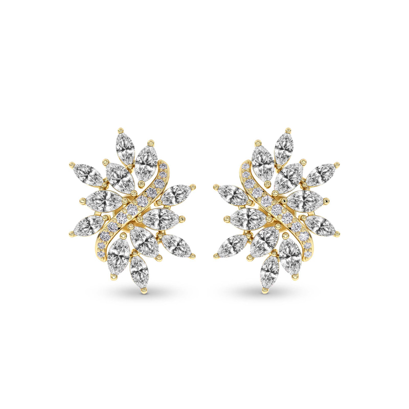 14kt Yellow Gold Wisteria Flower Fashion Lab Diamond Stud Earrings (3 Ct. Tw.) front image