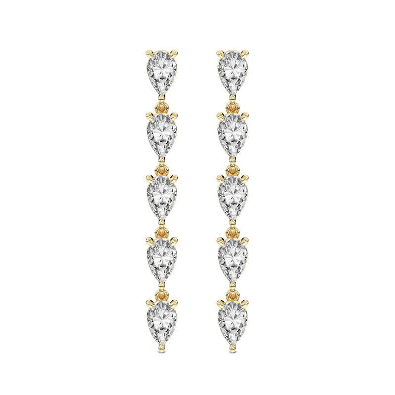 9ct Yellow Gold Salvia Flower Fashion Lab Diamond Dangle Earrings (1 Ct. Tw.) front image