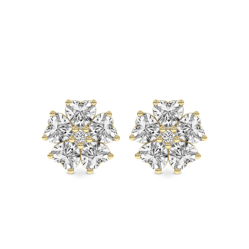9ct Yellow Gold Thalia Bloom Fashion Flower Lab Diamond Stud Earrings (1 Ct. Tw.) front image