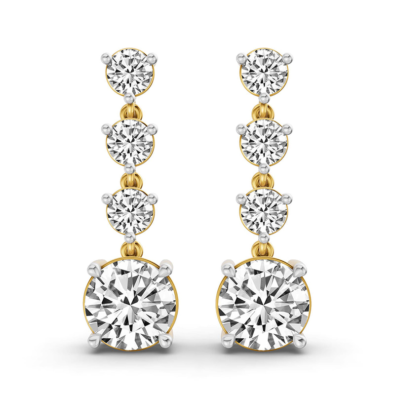 9ct Yellow Gold Round Fashion Lab Diamond Dangle Earrings (1 Ct. Tw.) front image