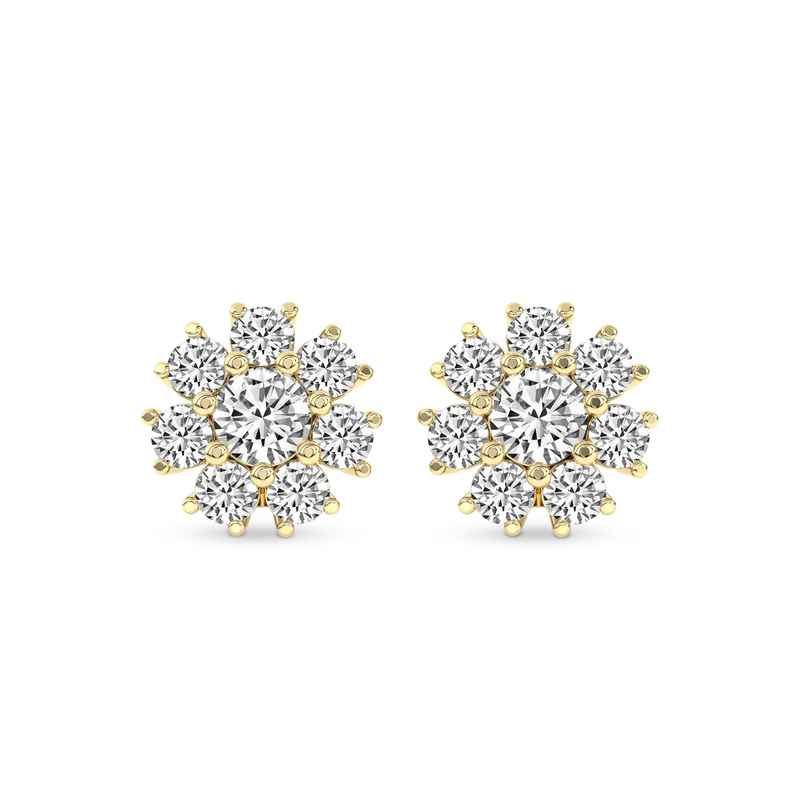9ct Yellow Gold Magnolia Flower Fashion Lab Diamond Stud Earrings (1 Ct. Tw.) front image