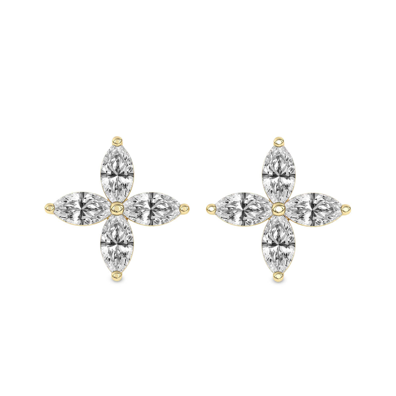 14kt Yellow Gold Charmed Clover Flower Fashion Lab Diamond Stud Earrings (1 Ct. Tw.) front image