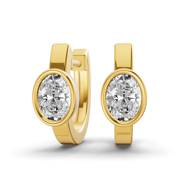 9ct Yellow Gold North Single Oval Lab Diamond Huggie Earrings (1 Ct. Tw.) front image