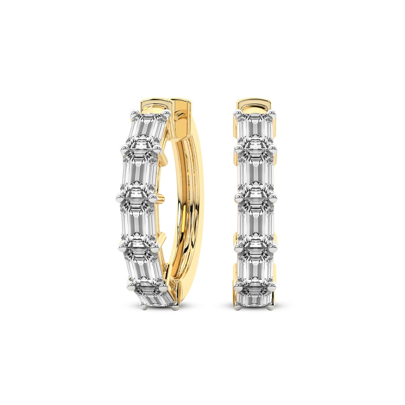9ct Yellow Gold Calantha Emerald Lab Diamond Hoop Earrings (1 Ct. Tw.) front image