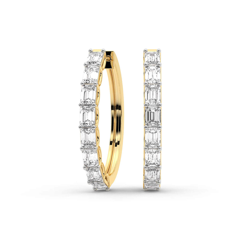 14kt Yellow Gold Ashlyn Emerald Lab Diamond Hoop Earrings (1 Ct. Tw.) front image