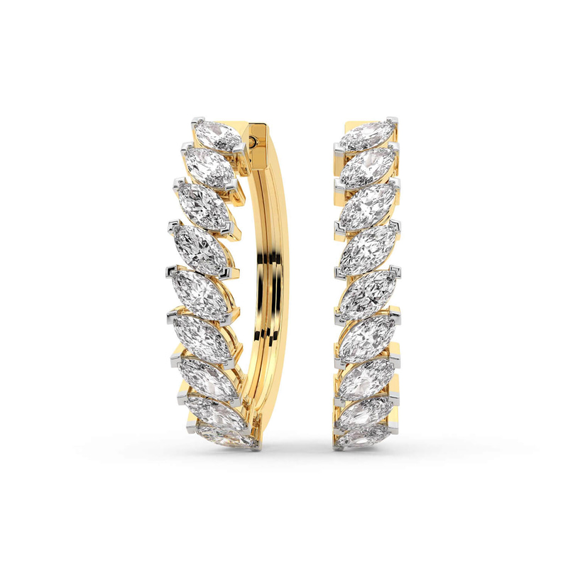 9ct Yellow Gold April Marquise Lab Diamond Hoop Earrings (3 Ct. Tw.) front image