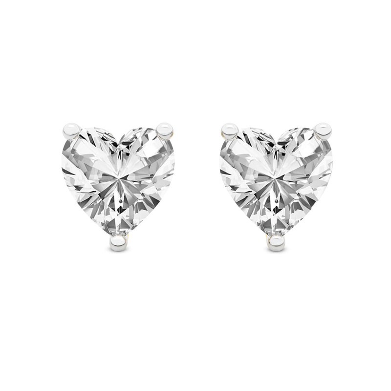 14kt Yellow Gold Three Prong Heart Lab Diamond Stud Earrings (2 Ct. Tw.) front image