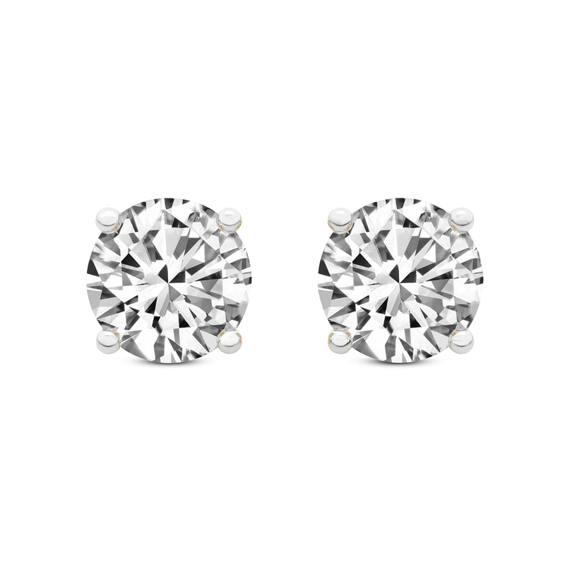 14ct Yellow Gold Four Prong Round Lab Diamond Stud Earrings (2 Ct. Tw.) front image