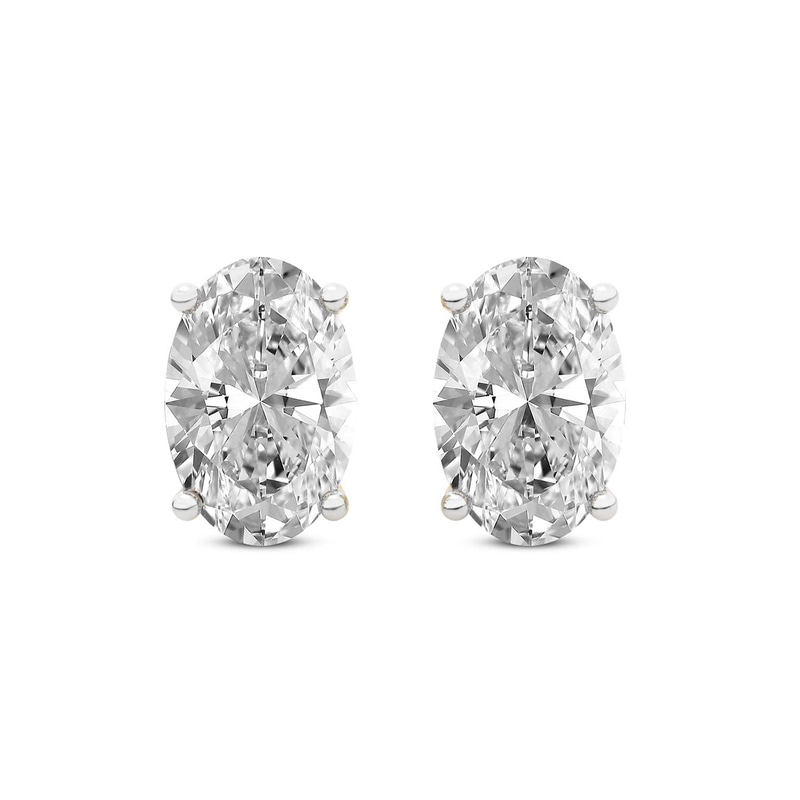 14kt Yellow Gold Four Prong Oval Lab Diamond Stud Earrings (1 Ct. Tw.) front image
