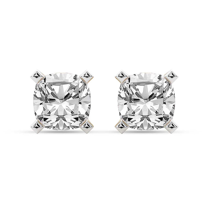 14ct Yellow Gold Four Prong Cushion Lab Diamond Stud Earrings (1 Ct. Tw.) front image